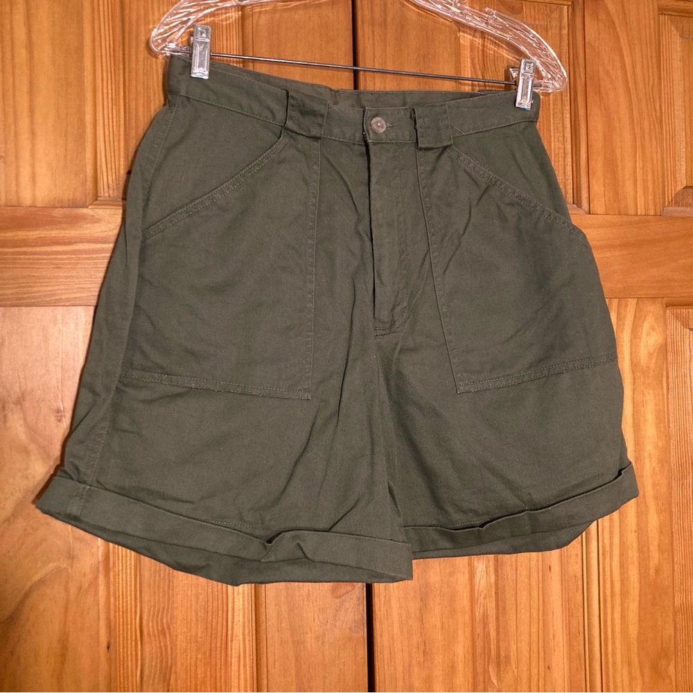 NWOT Basic Editions Vintage 90s Shorts High Rise Cotton Green Size 13/14
